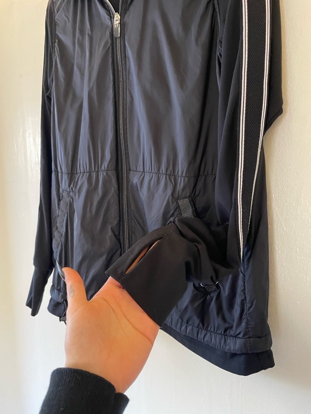 Tangerine Activewear Classic Black Track Jacket White Yoga Comfort Thumbhole Y2K - Picture 7 of 15